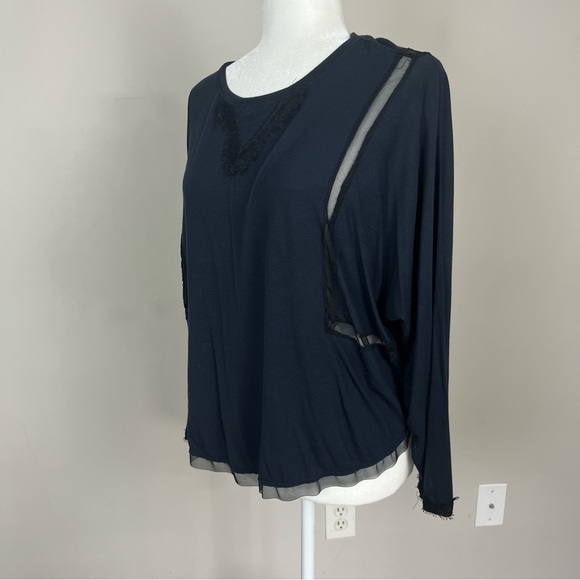FREE PEOPLE INTIMATELY LOWKEY LONG SLEEVE PULLOVER IN NAVY AND BLACK SIZE SMALL - Picture 10 of 12